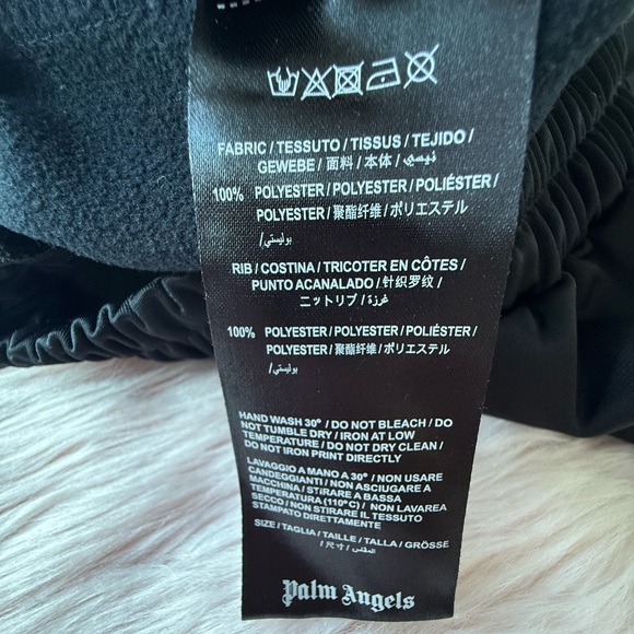 EUC RARE Palm Angels Venice SRL Black Track Pants With Pink and Green Flames - Picture 8 of 8